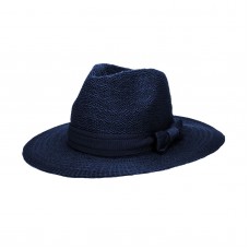 Aerusi Mujer&apos;s Straw Sun Hat Fedora Trilby Panama Jazz Hat With Bow Band Blue  eb-34138604